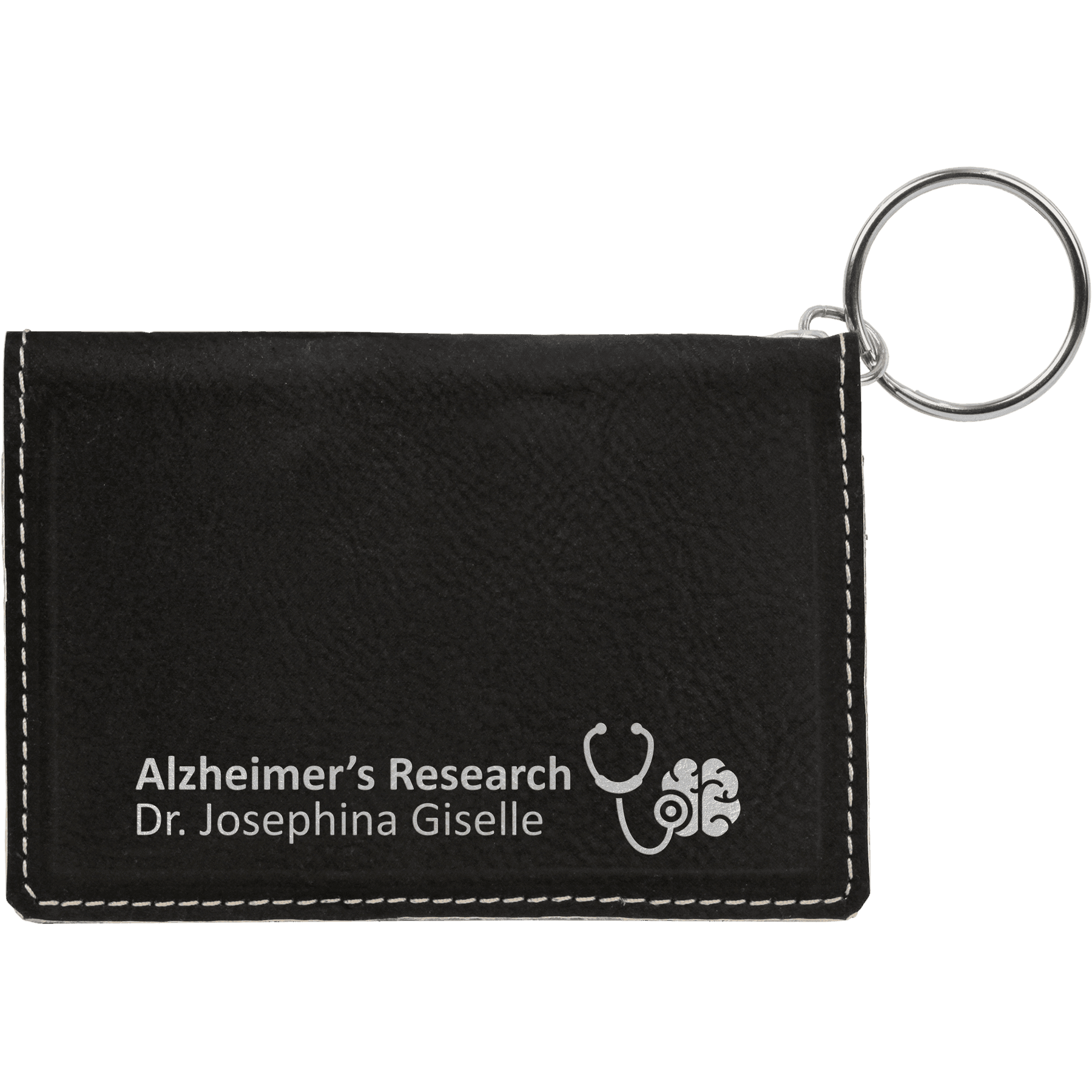 4 ¼" Leatherette ID Holder Keychain