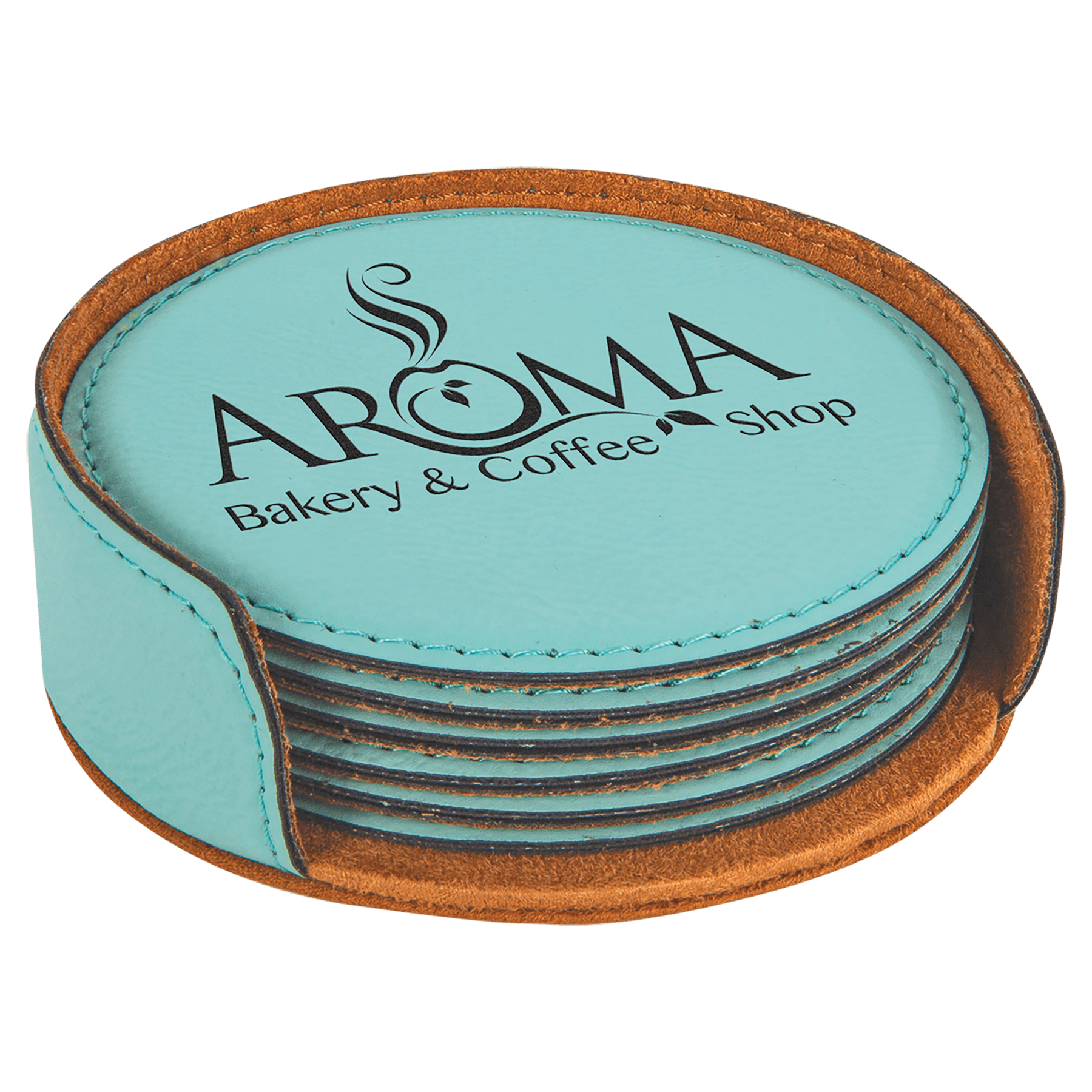 4” Round Leatherette Coaster Set