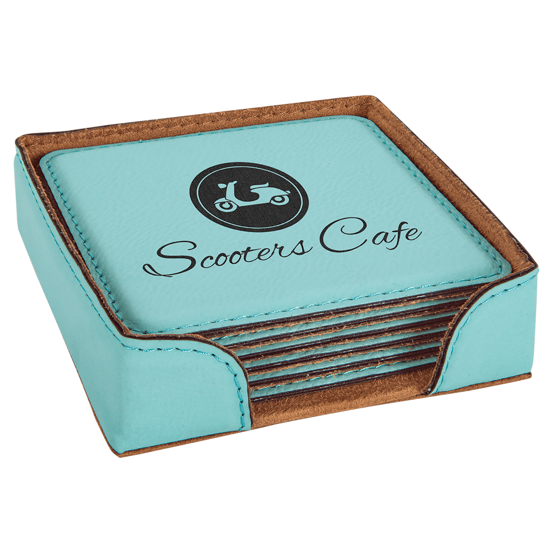 4” Square Leatherette Coaster Set