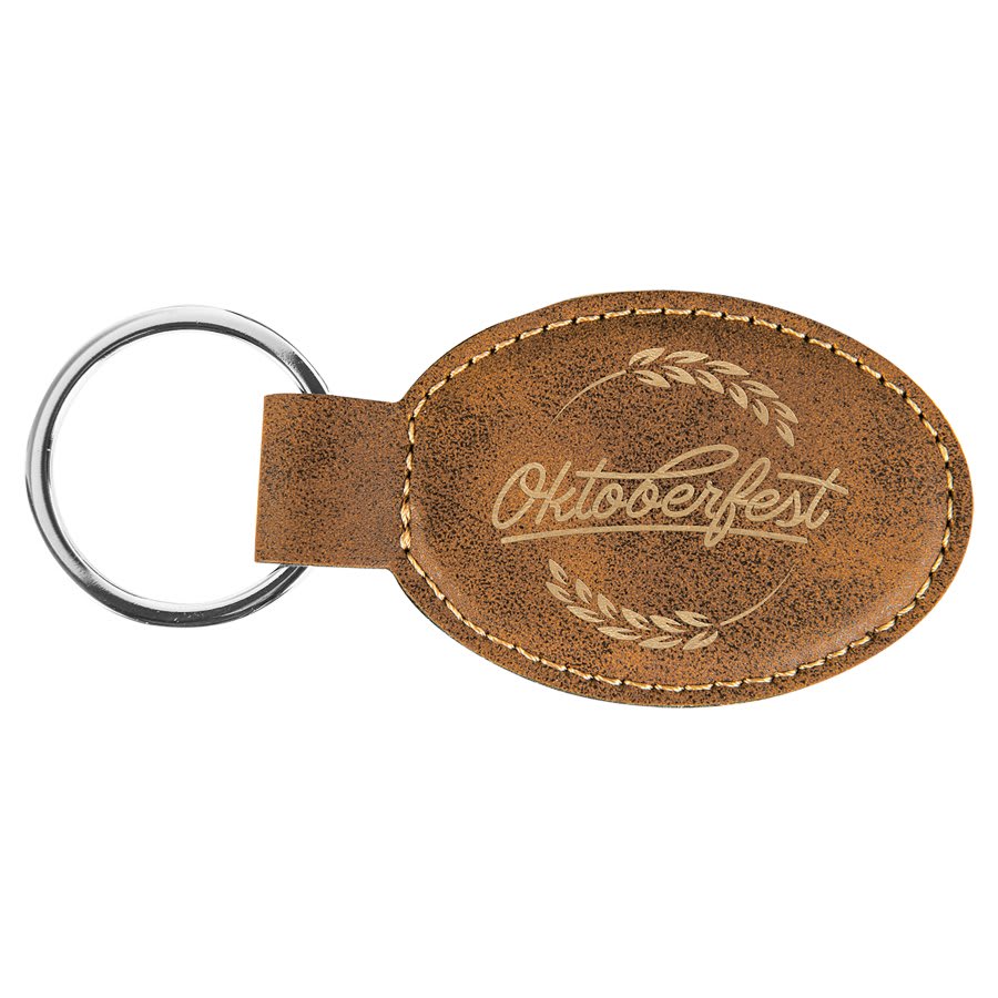 3" Leatherette Oval Keychain