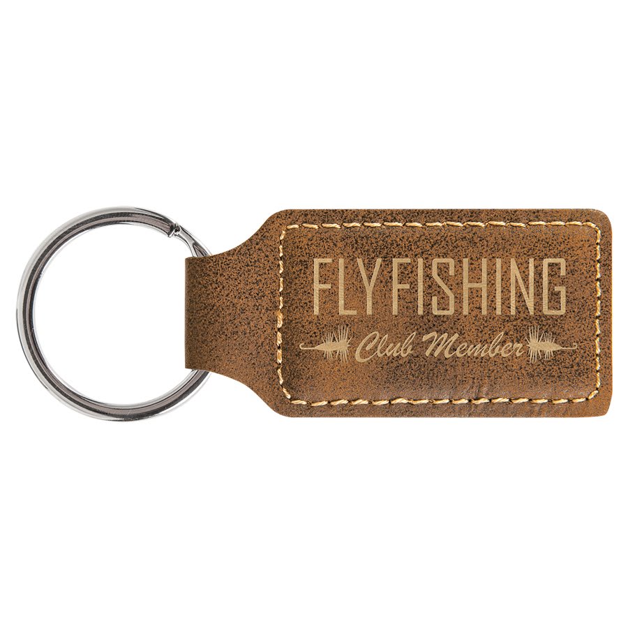 2 ¾" Leatherette Rectangle Keychain
