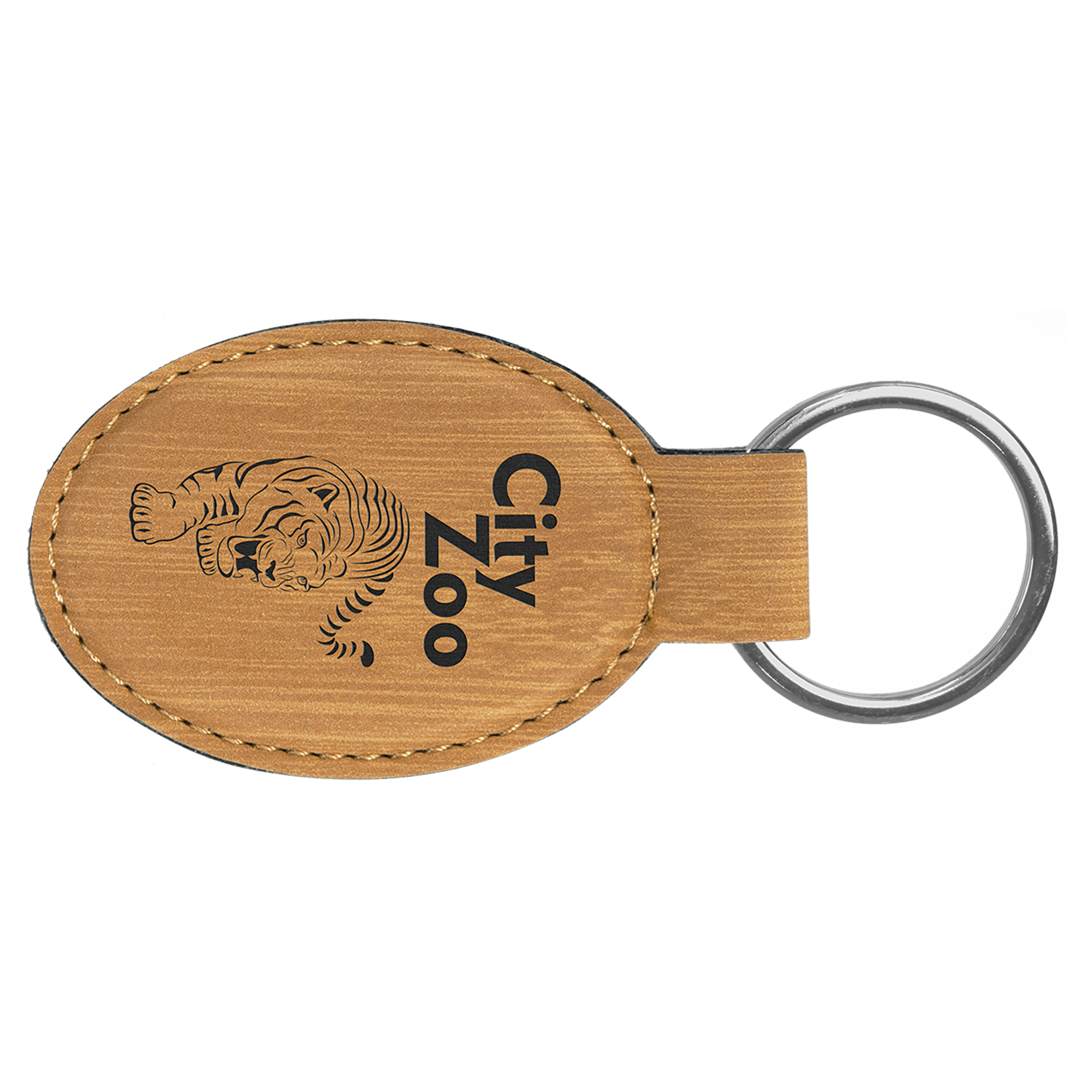 3" Leatherette Oval Keychain