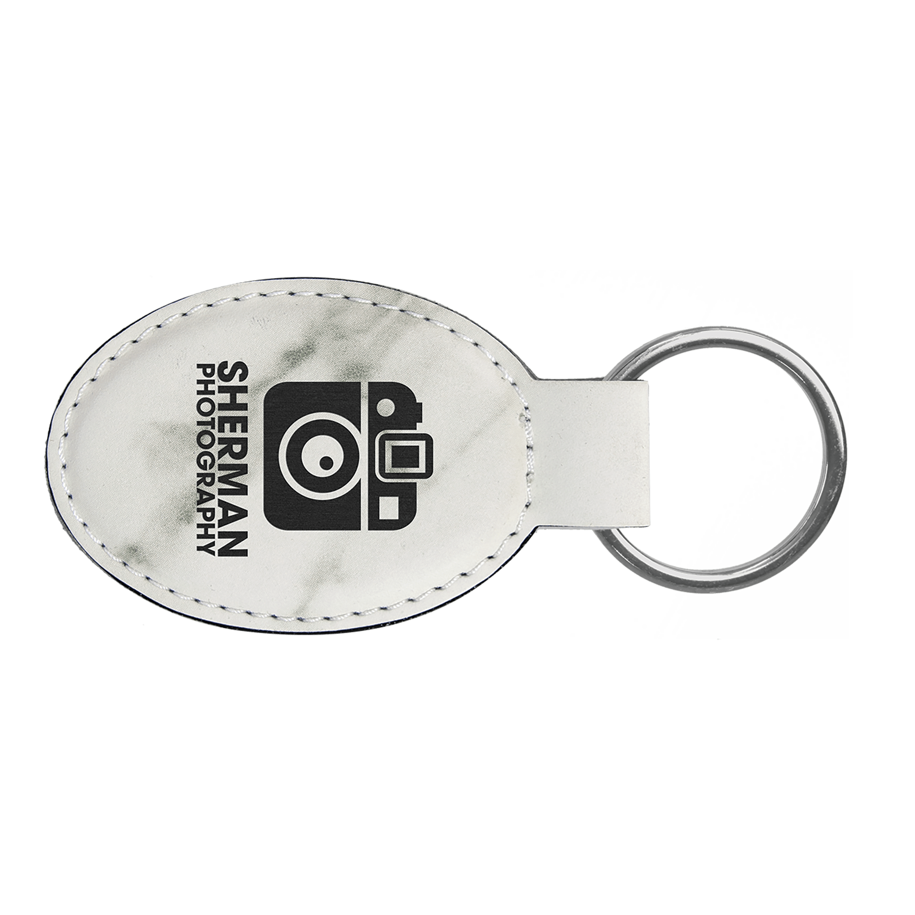 3" Leatherette Oval Keychain