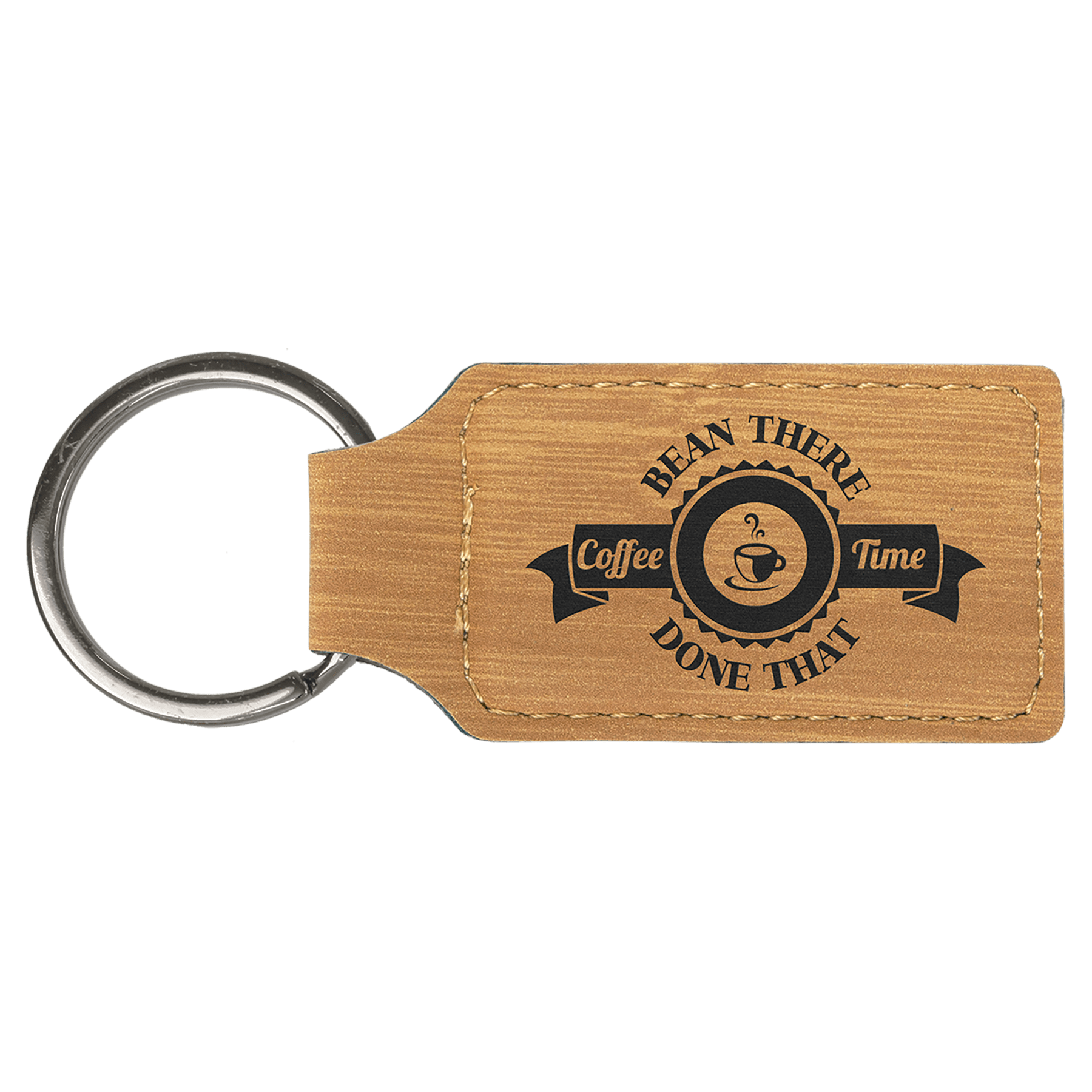 2 ¾" Leatherette Rectangle Keychain