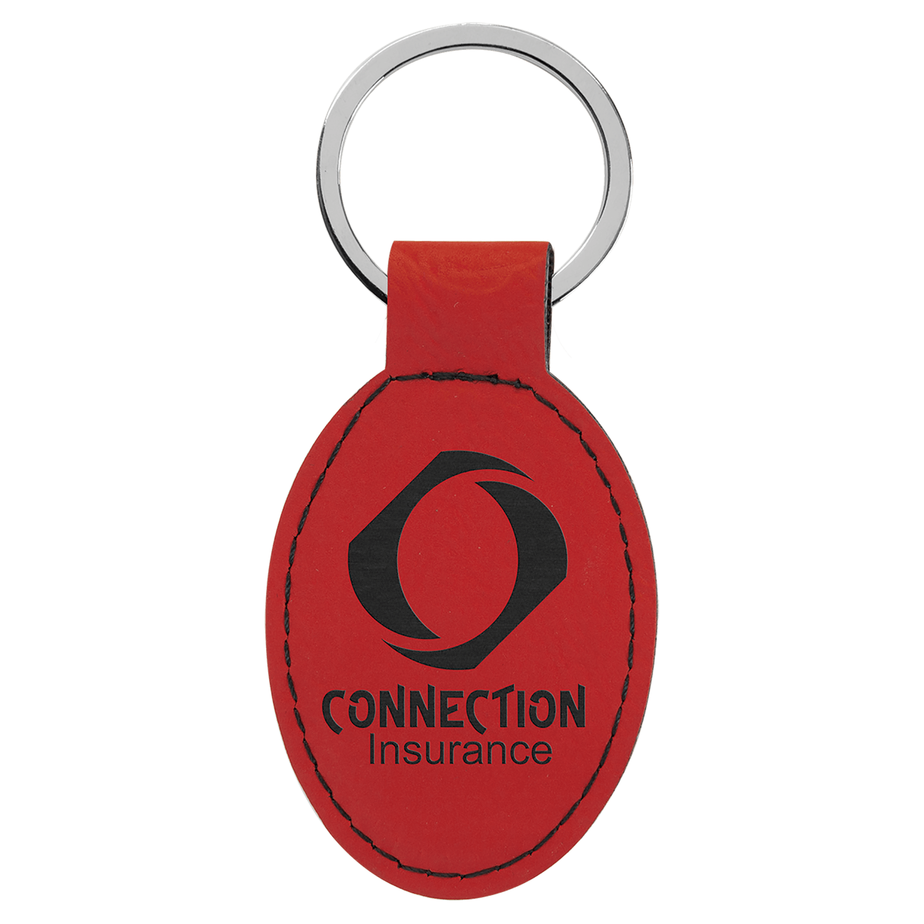 3" Leatherette Oval Keychain