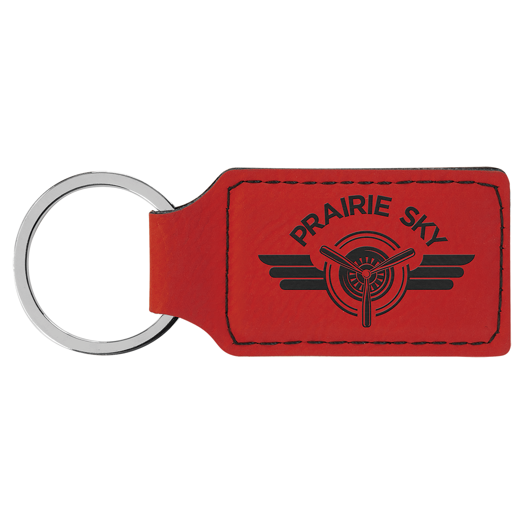 2 ¾" Leatherette Rectangle Keychain