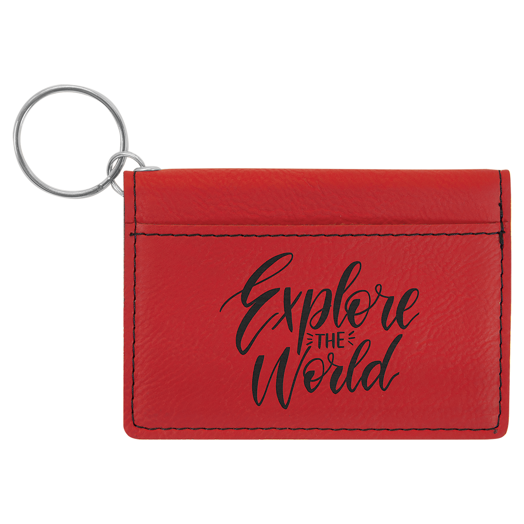 4 ¼" Leatherette ID Holder Keychain