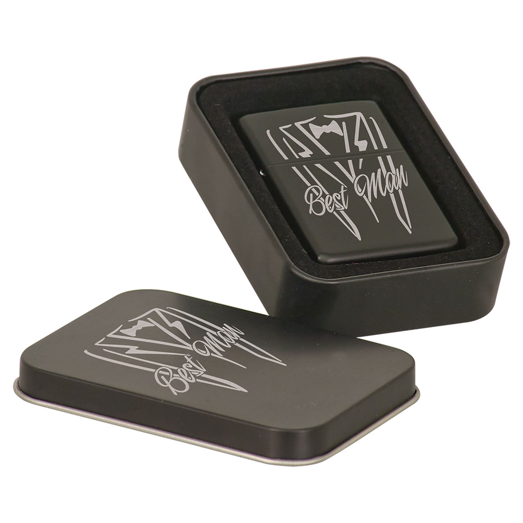 Zippo style Lighter in Metal Tin
