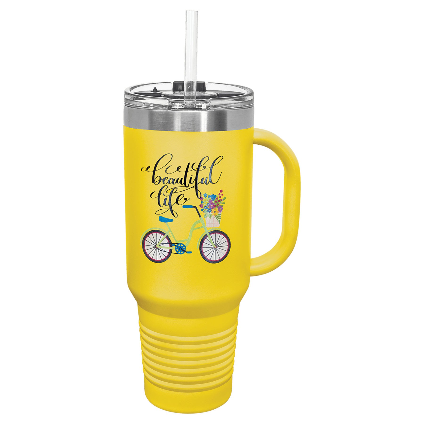 Polar Camel 40 oz Travel Mug with Snap Lid Straw