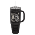 Polar Camel 40 oz Leatherette Travel Mug with Handle and Straw