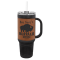 Polar Camel 40 oz Leatherette Travel Mug with Handle and Straw