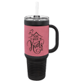 Polar Camel 40 oz Leatherette Travel Mug with Handle and Straw