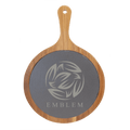 Round Acacia and Slate Serving Board with Handle