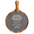 Round Acacia and Slate Serving Board with Handle