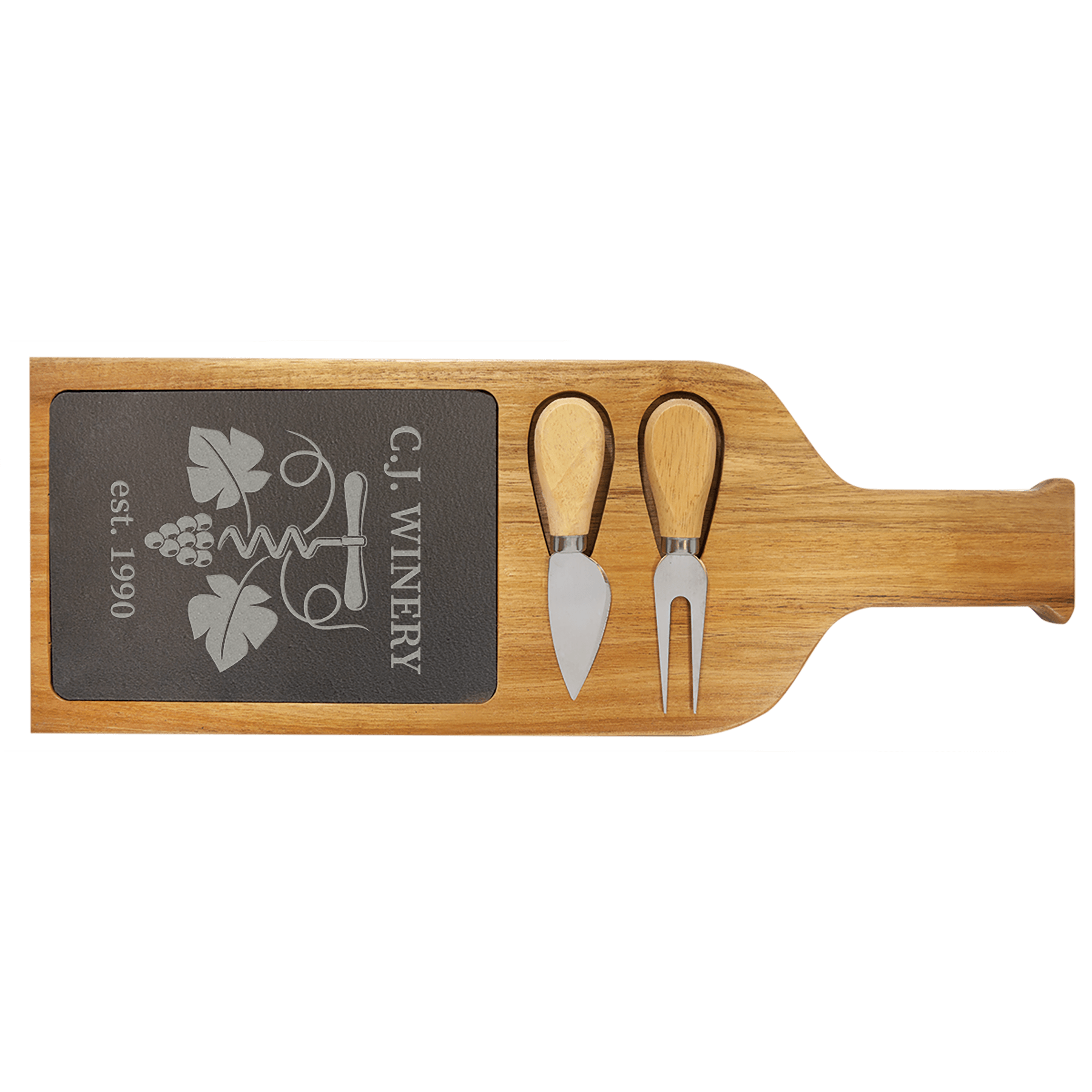 Acacia and Slate Serving Board with Tools
