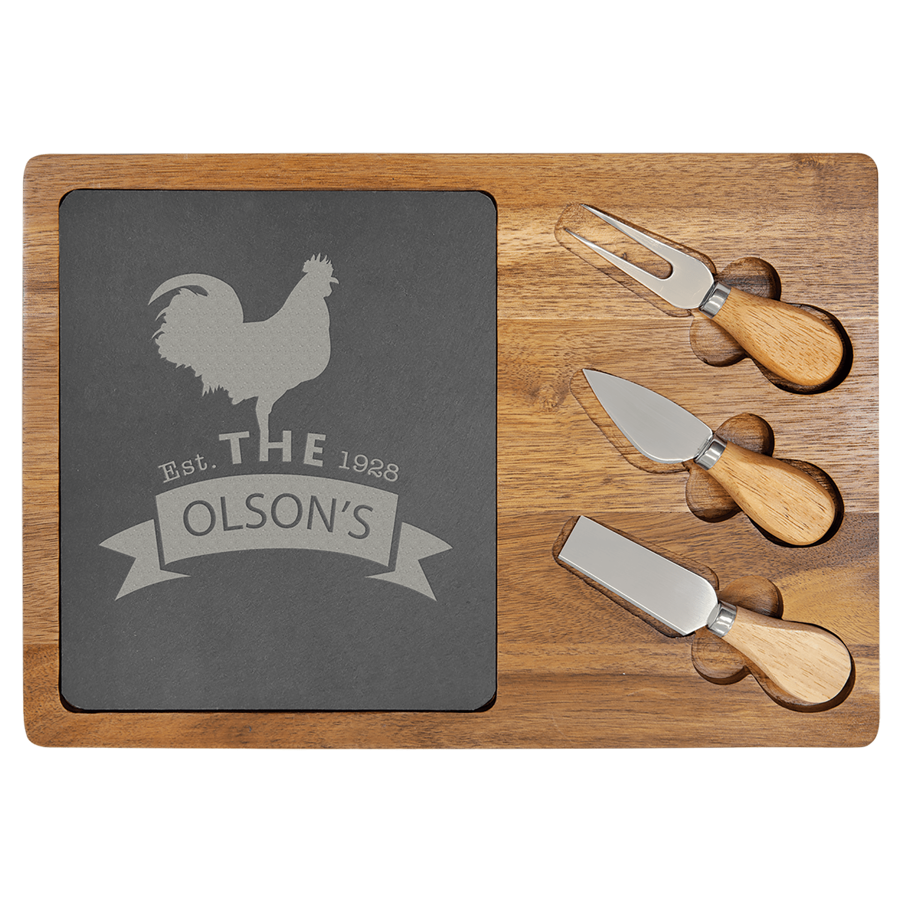 Rectangle Acacia and Slate Serving Board with Tools