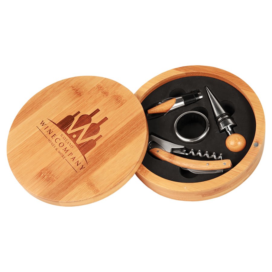 4 Piece Bamboo Wine Gift Set