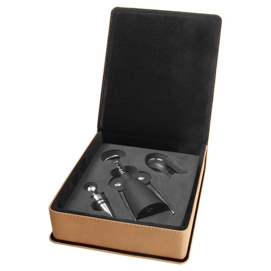 Leatherette 3 Piece Wine Tool Gift Set