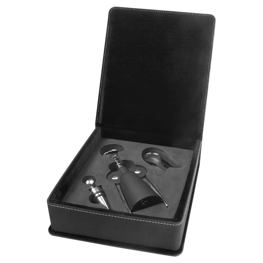 Leatherette 3 Piece Wine Tool Gift Set
