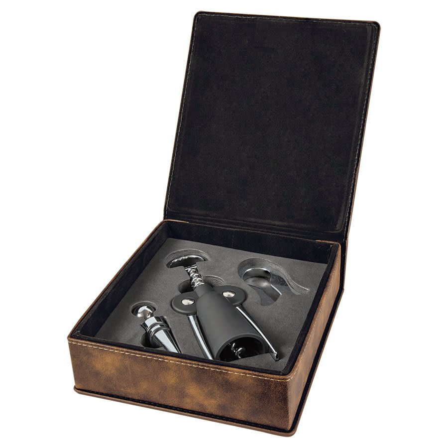 Leatherette 3 Piece Wine Tool Gift Set
